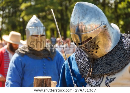 Vileyka, Belarus - July 4: Historical medieval festival honor ancestors knights on the battlefield2015