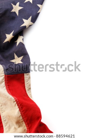 Vintage American flag border isolated on a white background