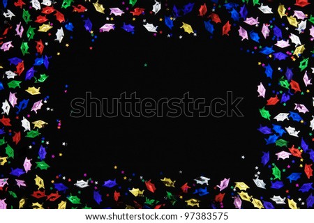Graduation confetti frame with copy space