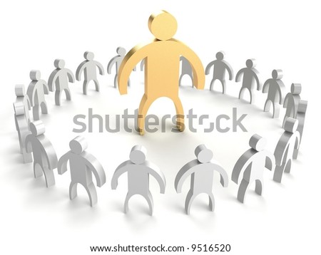 Leader. Abstract little men on a white background.