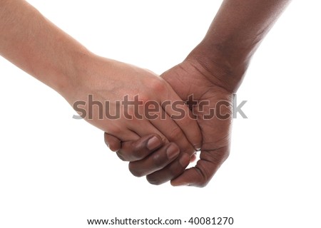 Holding Hands Black. white couple holding hands