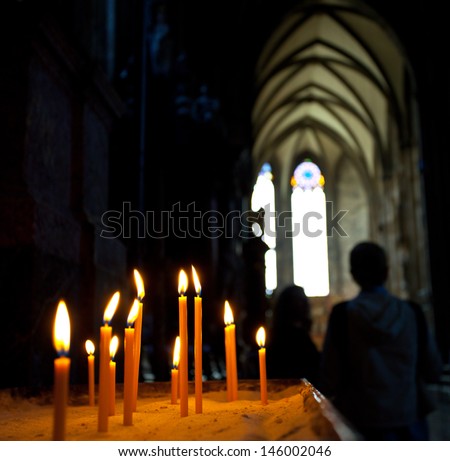 Candles In The Catholic Church, Shallow Depth Of Field