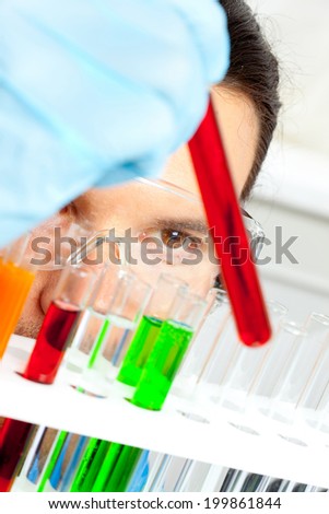 Doctor analyzes the contents of the in vitro