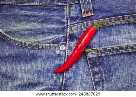 red hot chili peppers in a jeans background