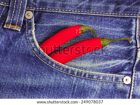 red hot chili peppers in a jeans pocket