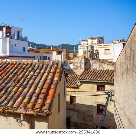 Tossa de Mar, Catalonia, Spain, JUNE 17, 2013: roofs of houses in the old town on the Mediterranean coast
