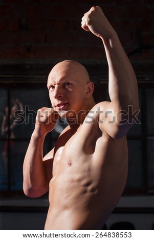 portrait of a boxer in fighting stance