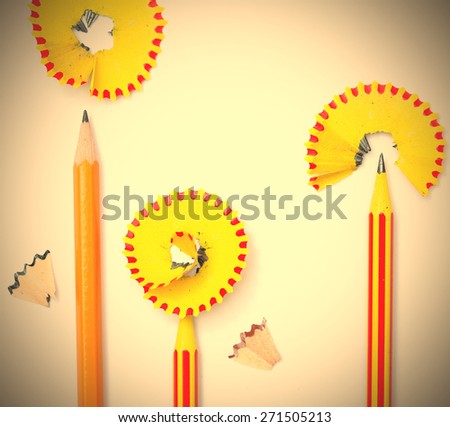 three pencil flowers on a white background. clerical botany.
