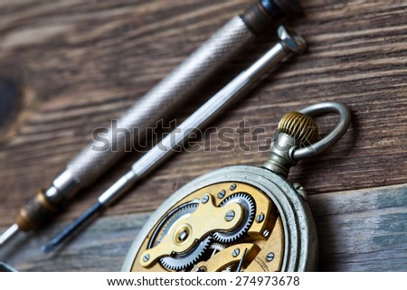 vintage pocket watch on a table watchmaker