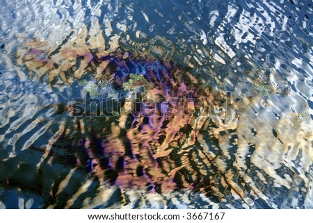 Texture, Waves on Water and Varicolored Gasoline Spot, Background