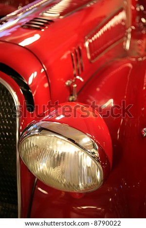 Fragment of Old-time Red Car from 1930\'s , Spirit of Time, Retro