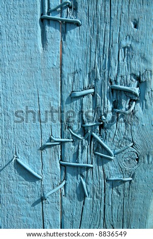 abstract background, old dyed boards with nails