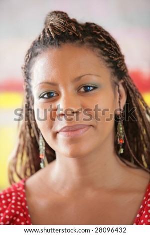 exotic hairstyle. stock photo : smiling african girl with exotic hairstyle