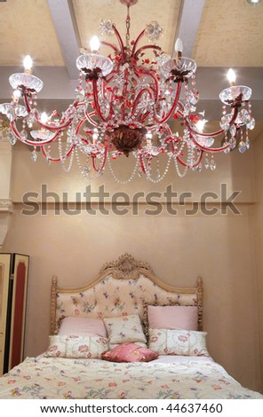 interior of the luxurious sleeping room in old-time style