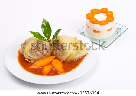 stuffed cabbage leaf with travel