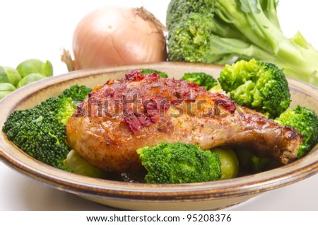 Chicken\'s thigh in the vegetable bed