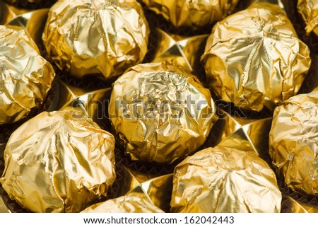Box of chocolate candies closeup