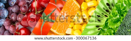 Color fruits, berries and vegetables. Healthy food background