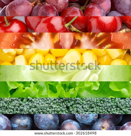 Color fruits, berries and vegetables. Fresh food background