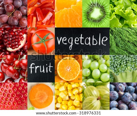 Healthy fresh color food. Fruits and vegetables background