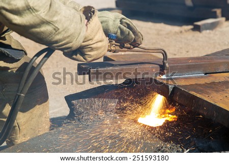 Cutting welding works with propane oxygen gas blow torch burner