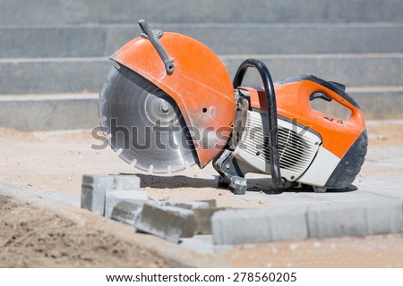 Concrete saw tool equipment at construction site