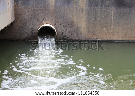 Waste water drains from pipe
