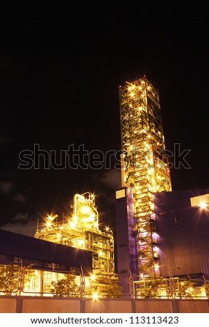 Chemical industrial in the night with beautiful lighting, Maptaphut industrial , Thailand