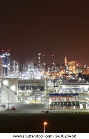 Night scene of chemical plant , 
