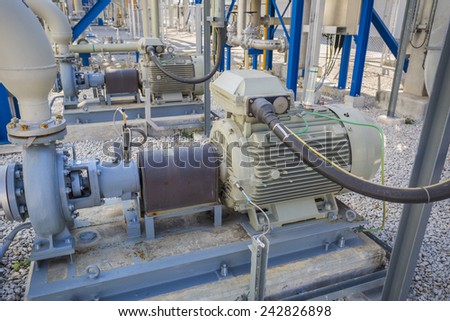 Motor with pump in industrial plant
