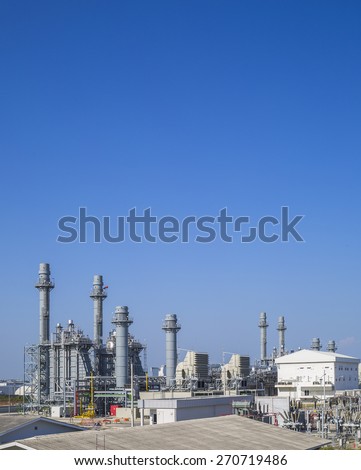 Gas turbine power plant with blue sky