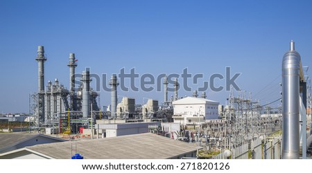 Gas turbine power plant with blue sky