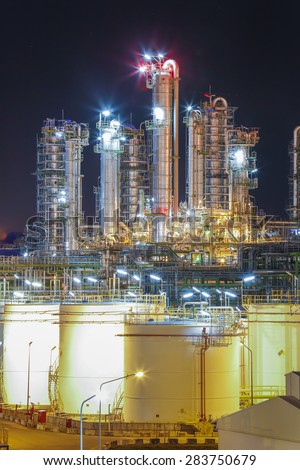 Refinery industrial plant on night time