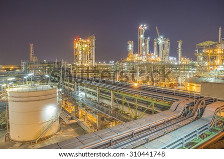 Twilight scene of petroleum and refinery plant