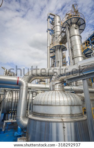 Process area of Petroleum plant with blue sky