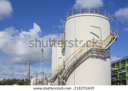 Chemical tank with blue sky