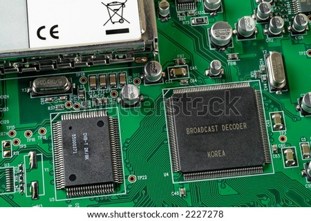 Digital TV board that goes inside a PC. Decoder chip and high frequency shielded stage is visible