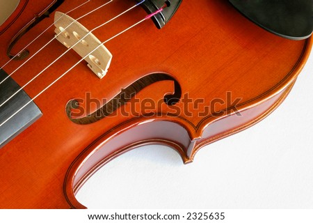 Musical instruments: violin closeup showing the bridge (11)