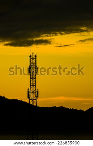 Silhouette of Big Communication Antenna