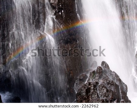 Peaceful images of rainbow in front of waterfall. Mackenzie Falls, The Grampians, Australia