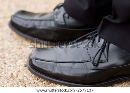 Black Dressy Shoes on Dressy Black Shoes  Worn By A Trendy Business Man Or By A Groom On His