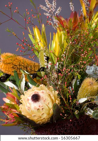 Bouquet of native Australian flowers, featuring Banksias