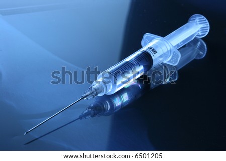Medical Syringe on xray background