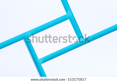 Empty business card with blank papers for company presentation or branding identity. Isolated on blue paper background.