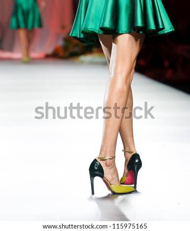 MADRID - AUGUST 31: Details of clothes on the Francis Montesinos catwalk during the Cibeles Madrid Fashion Week runway on August 31, 2012 in Madrid.