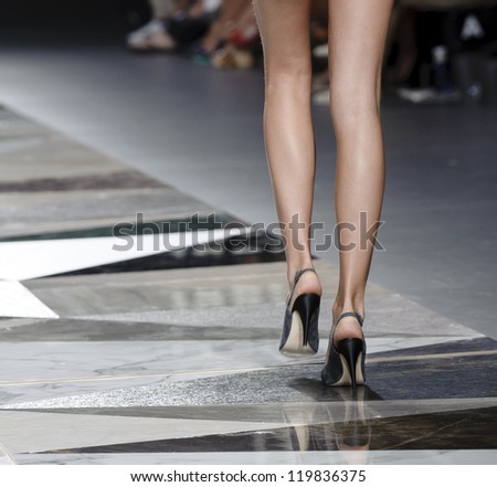 MADRID - SEPTEMBER 02: Details of shoes on the Ailanto catwalk during the Cibeles Madrid Fashion Week runway on September 02, 2012 in Madrid.