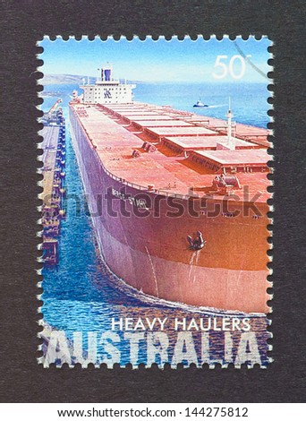 AUSTRALIA - CIRCA 2008: a postage stamp printed in Australia showing an image of an iron ore boat, circa 2008.