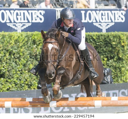 BARCELONA - OCTOBER 09: Jamie Kermond rider in action during the CSIO Coca-Cola Trophy in Real Club Polo Barcelona, on October 09, 2014, Barcelona, Spain.
