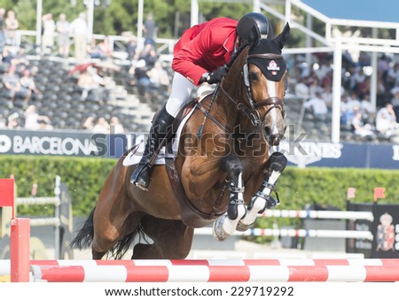 BARCELONA - OCTOBER 09: Eric Lamaze rider in action during the CSIO Coca-Cola Trophy in Real Club Polo Barcelona, on October 09, 2014, Barcelona, Spain.