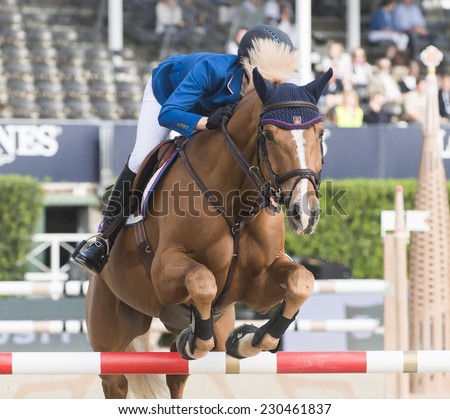 BARCELONA - OCTOBER 10: Karina Johannpeter rider in action during the CSIO El Periodico Trophy in Real Club Polo Barcelona, on October 10, 2014, Barcelona, Spain.